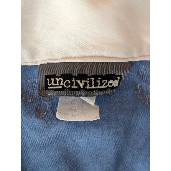 Uncivilized VTG 90s Y2K Daisy Polo Shirt Women S Blue Floral V-Neck Baby Tee - Picture 4 of 8